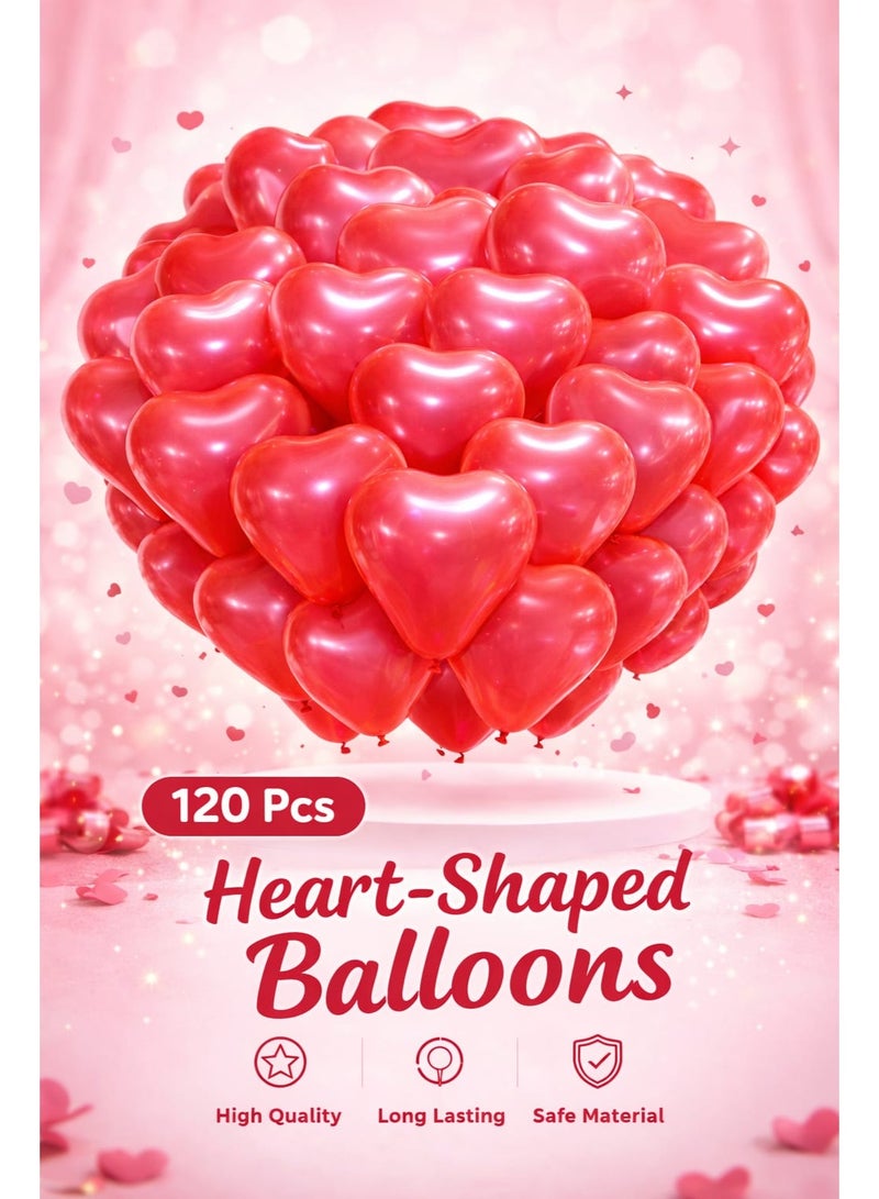 Pack of 120 Red Heart Balloons – Romantic Party & Valentine’s Day Decoration - Image 1